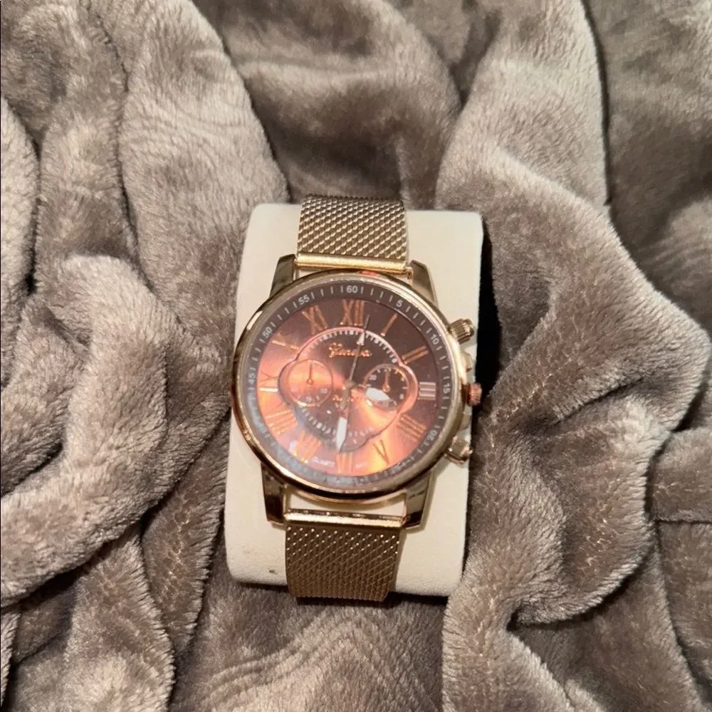 Geneva Gold Mesh Watch Elegant Accessories